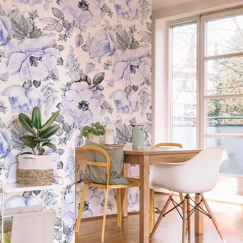 Floral Chinoiserie Wallpaper Duck Egg Oriental Botanical Etsy