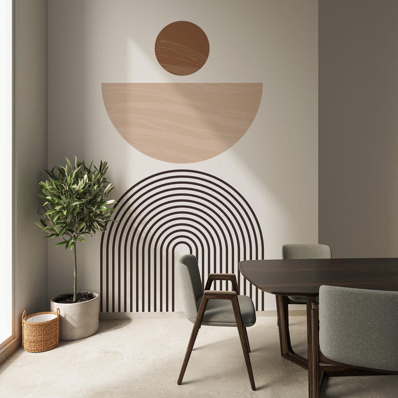 Mid Century Modern Boho Wall Decal | Minimalist Peel and Stick Wall Art ...