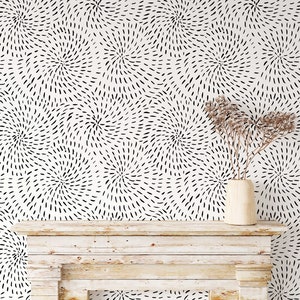 Black Speckle Pattern Peel and Stick Wallpaper / Modern spotty pattern Traditional or Removable Wallpaper