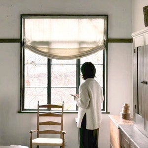 Natural color 100% linen roman shade with chain mechanism, window treatment,custom made relaxed roman shade