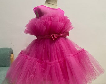pink tulle party dress