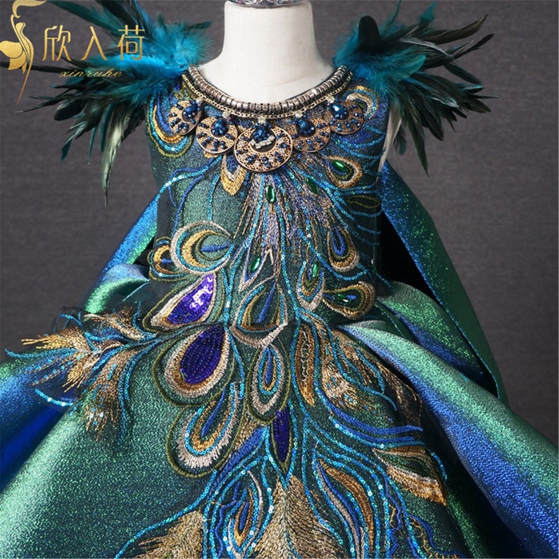 Luxury Peacock Children Girls Birthday Party Dresses Gowns Big Etsy