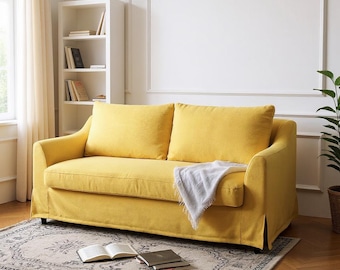 400+Custom Options Couch Cover include cushion and back cushion cover.With skirt.Corduroy/Cotton/Chenille/Velvet/Faux.replacement cover.