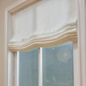 Off white color 100% linen roman shade with chain mechanism, window treatment,custom made Soft roman shade