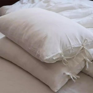 30+ colors ,natural Linen Pillow cover with ties,White linen pillowcase,custom size available,linen pillow shams