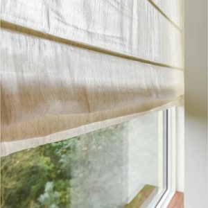 Cotton or linen Blend Sheer soft roman shade ,Chain mechanism hardware included, window treatment,custom made flat roman shade,privacy shade