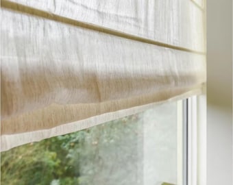 100% linen Sheer soft roman shade ,Chain mechanism hardware included, window treatment,custom made flat roman shade,privacy shade