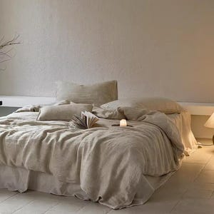 30+ colors ,Natural color Linen bedding set, linen duvet cover, Queen Duvet Cover include 2 pillowcases, custom size available