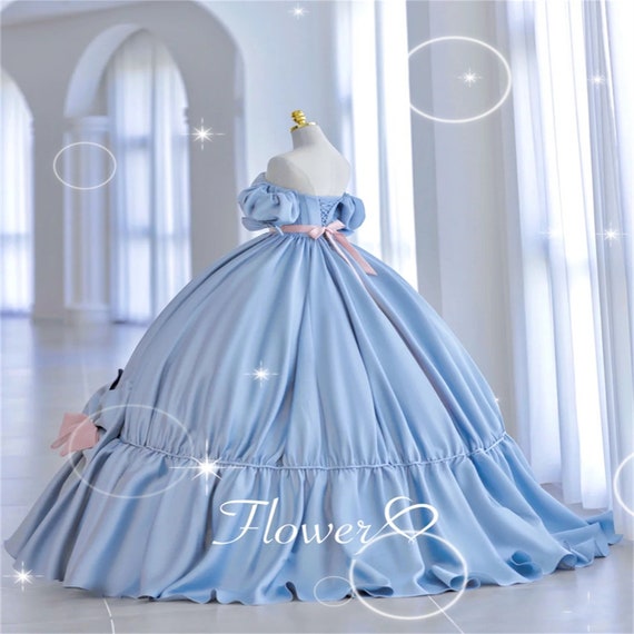 Girls Princess Ball Gown Party Dress Birthday Dress with Long Sleeves