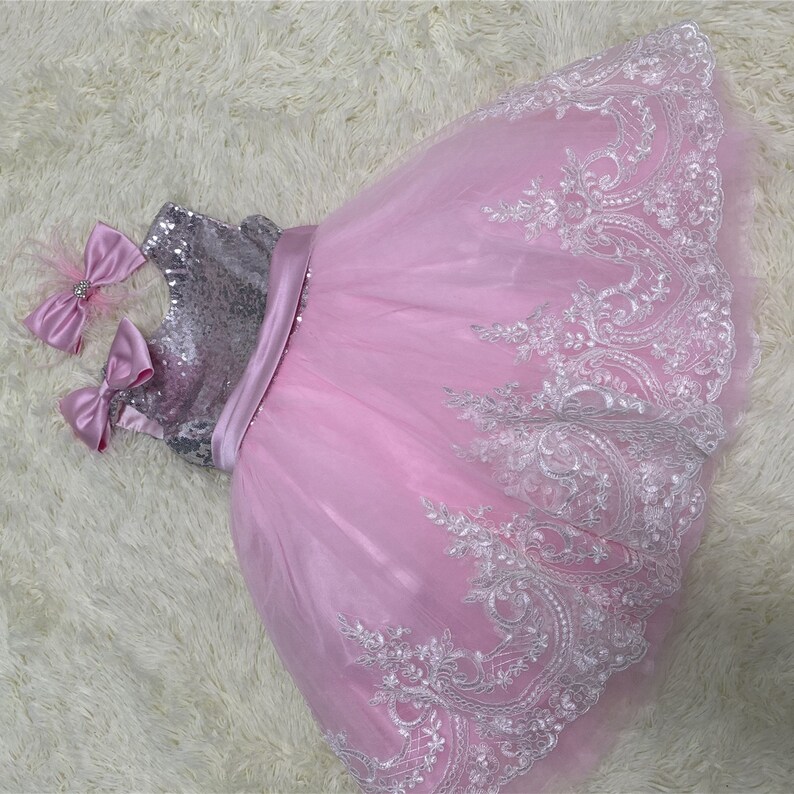 Pink Birthday Dress for Babies Dress Dress With Bow Dress for Etsy