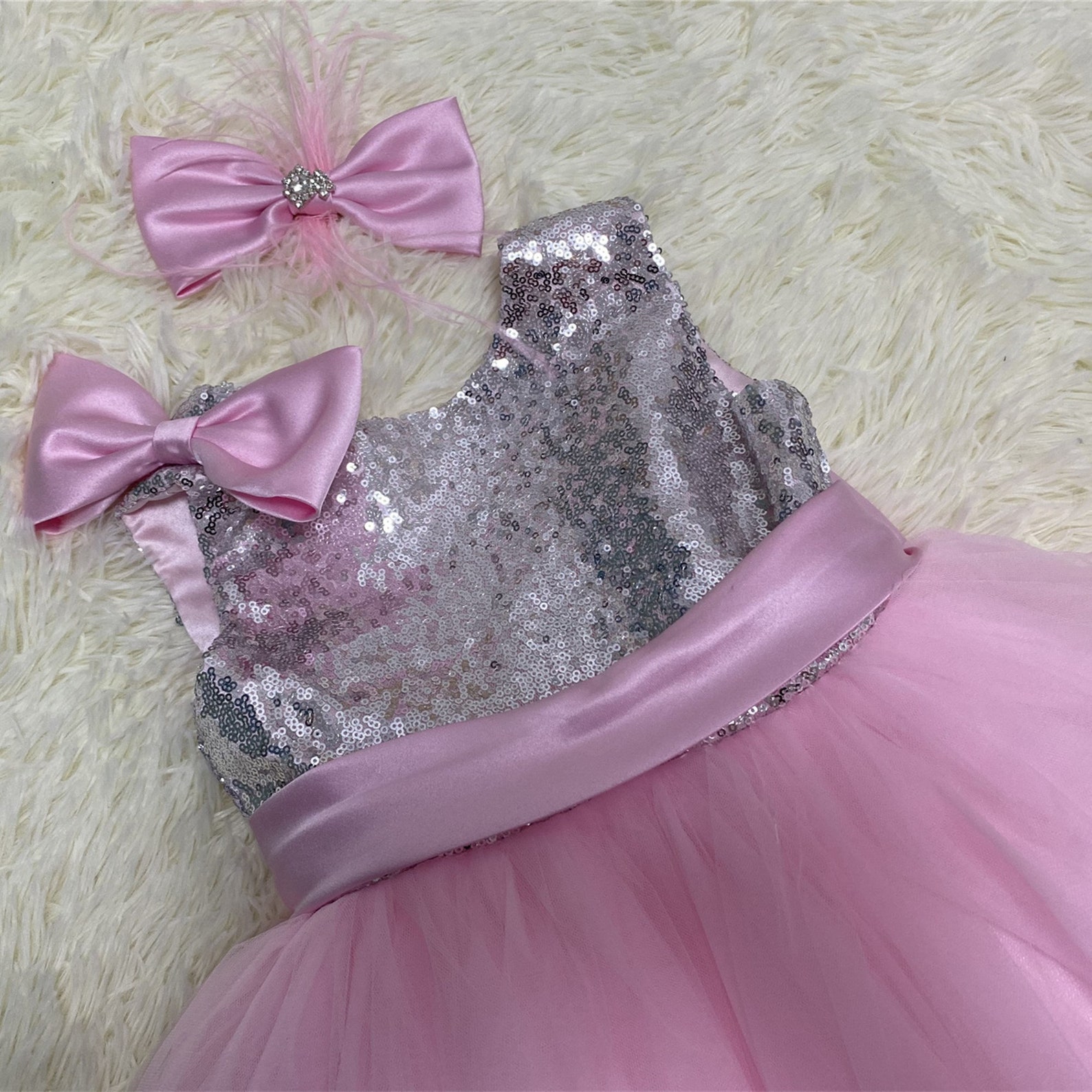 Pink Birthday Dress for Babies Dress Dress With Bow Dress for Etsy