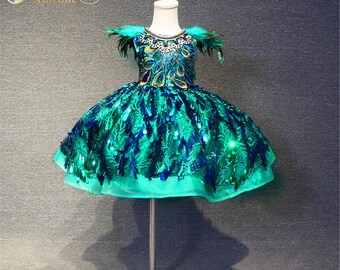 peacock dress for girl baby