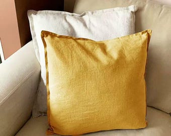 30+ colors ,natural Linen Pillow cover with Edge ,White linen pillowcase,custom size available,linen pillow shams,body pillow cover