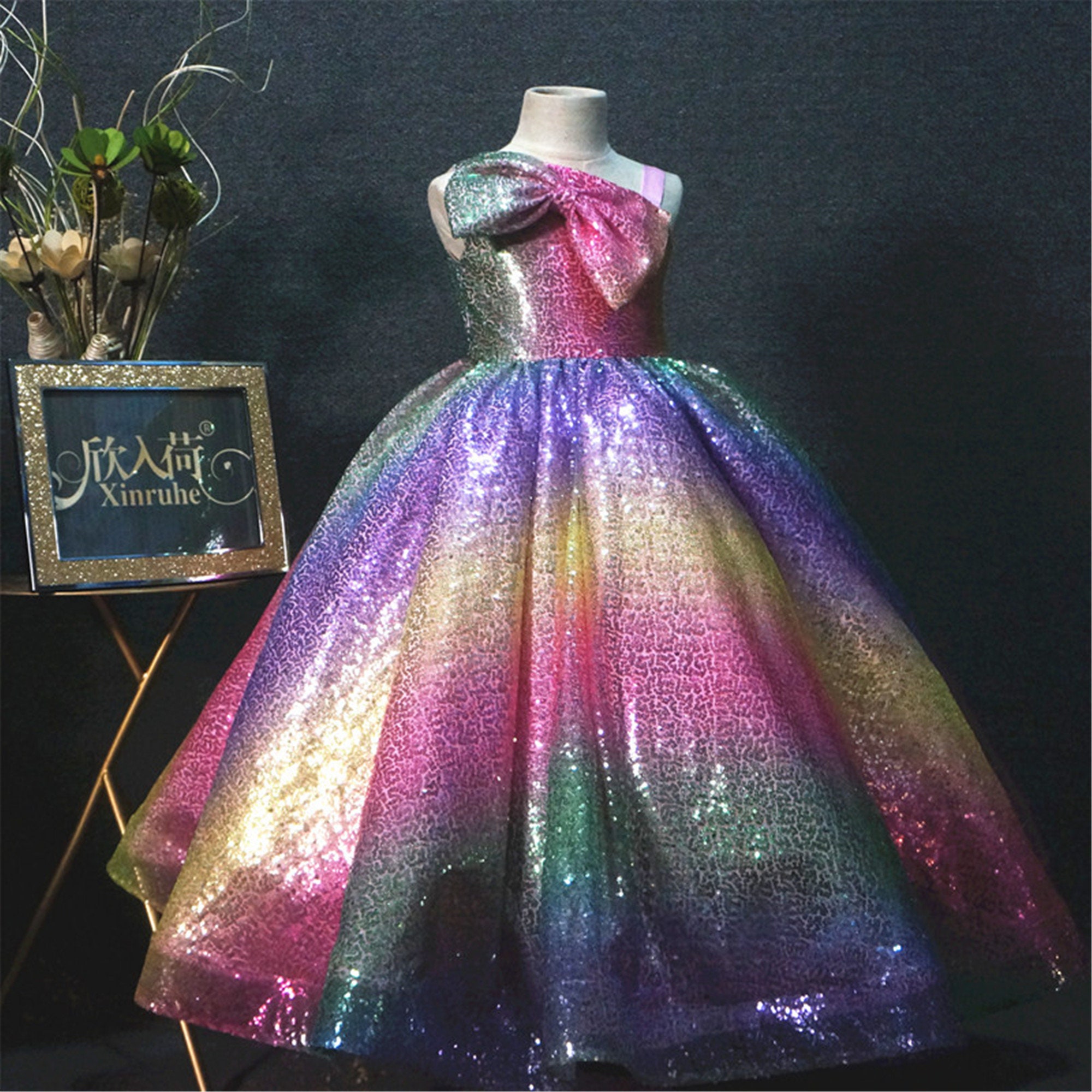 Pastel Rainbow Tulle Fabric for Wedding Ball Gown Prom Dress