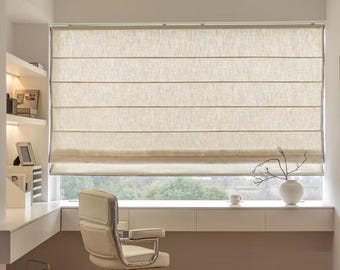 Natural color 100% linen roman shade with chain mechanism, window treatment,custom made  flat roman shade