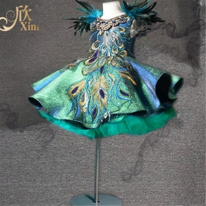 Green Lace Applique Peacock Feather Girl Birthday Party Tutu - Etsy