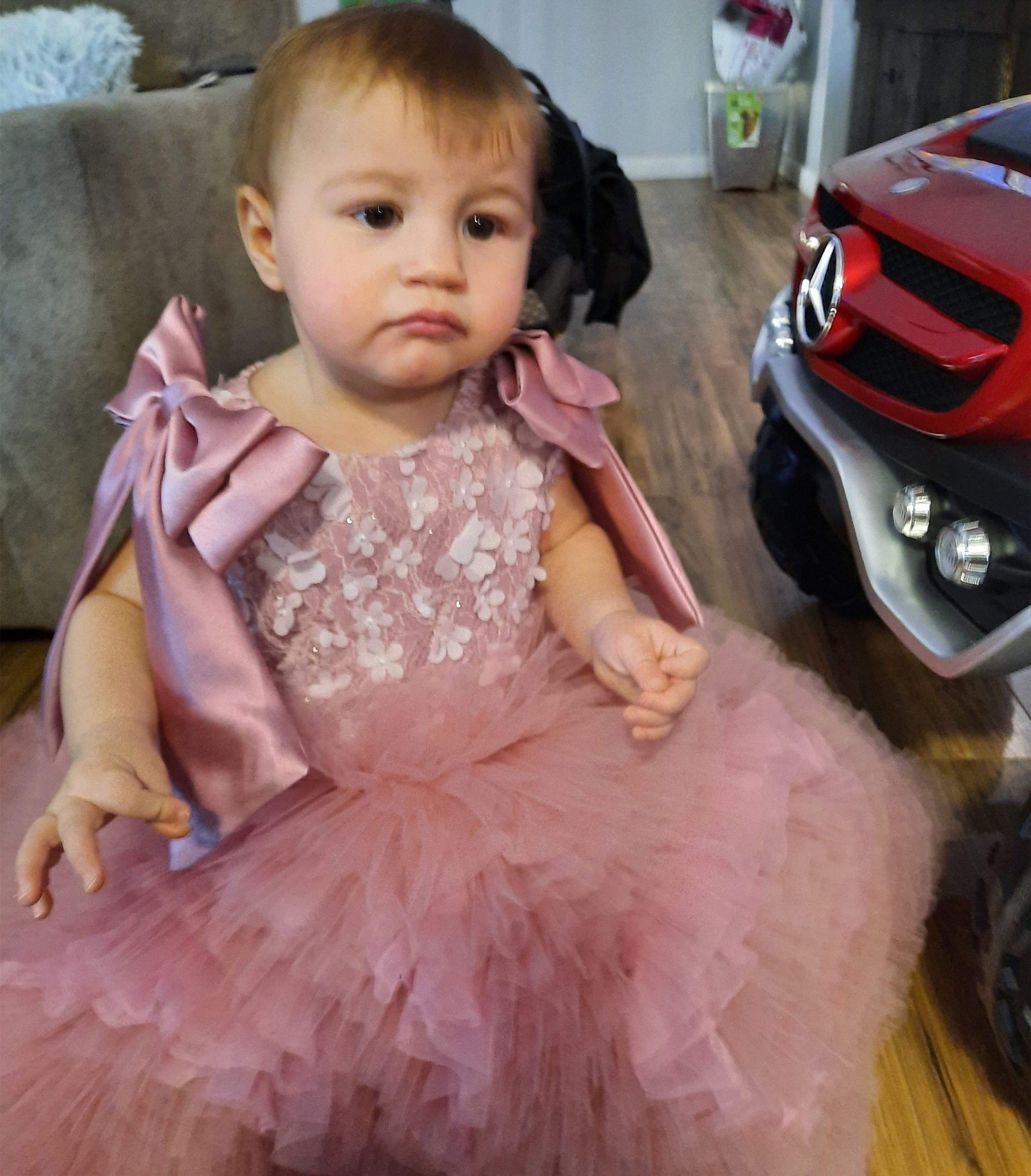 Pink Birthday Baby Girl Gown First Year Birthday Party Dress Etsy