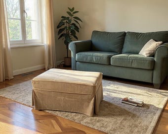 400+Colors Custom Ottoman Cover with skirt and welged edge.Velvet/Corduroy/Faux/cotton,Slipcover for Footrest.replacement cover.home decor