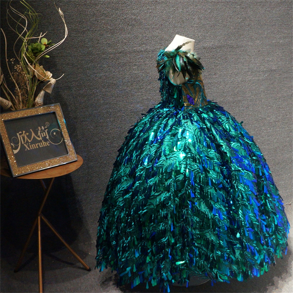 Kid Girls Peacock Embroidery Princess Ball Gowns Green Peacock - Etsy