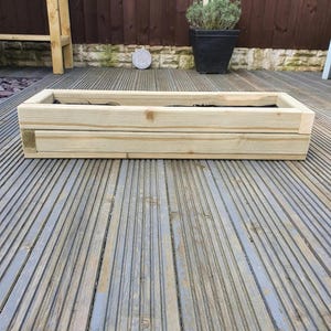 80cm x 25cm x 15cm Rectangle Wooden Garden Planter Plant Pot Window Box Planter