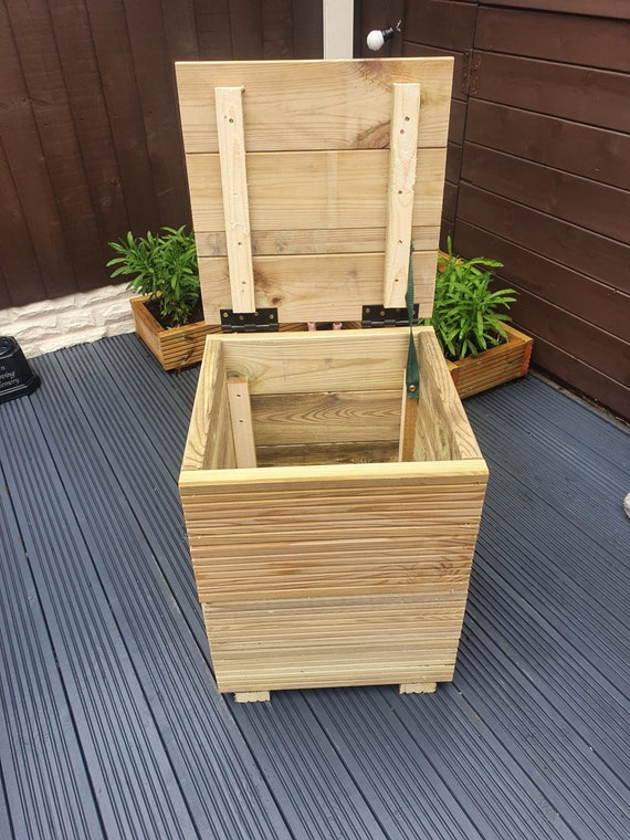 40cm x Coffre de rangement de jardin terrasse bois traité intérieur ou  extérieur -  France