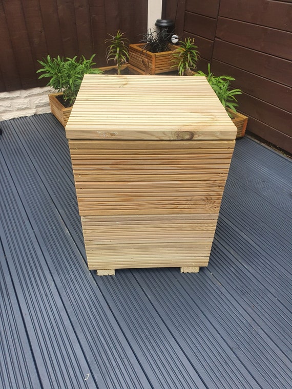 40cm x Coffre de rangement de jardin terrasse bois traité intérieur ou  extérieur -  France
