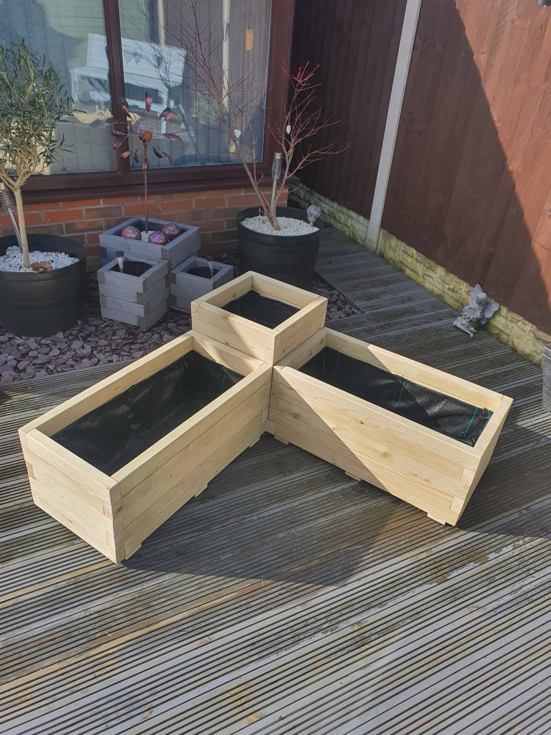 Large Corner Wooden Treated Garden Planter Plant Pot Combi - Etsy