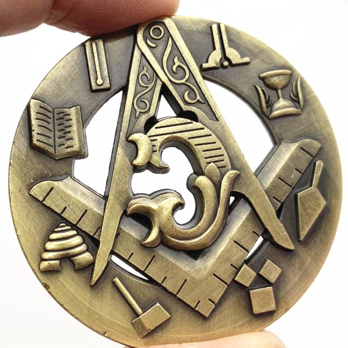 Masonic Hollowed Out Relief Challenge Coin Free & Accepted Etsy