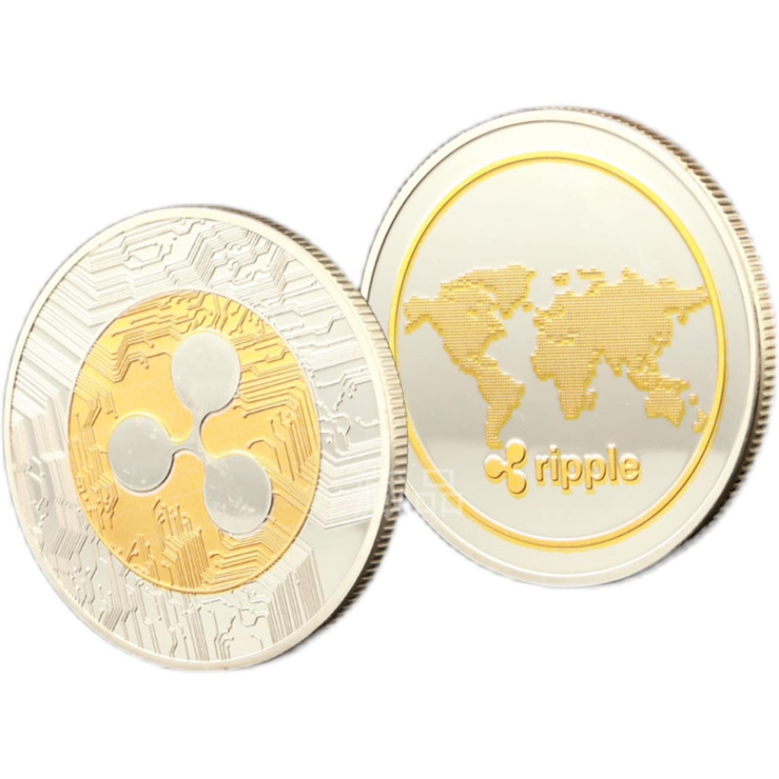 Cryptocurrency Commemorative Tokens XRP Coin Physical Crypto Collectible -  Silver Commemorative Token 2-Piece Set Cryptocurrency Collectibles