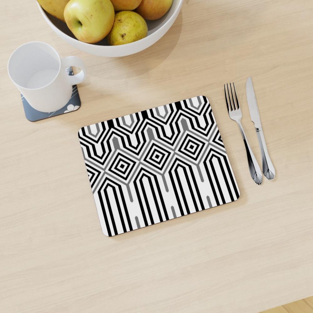 Placemat Black and White Structured Etsy UK