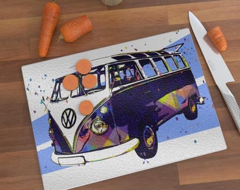 Glass Chopping Board - Classic Camper