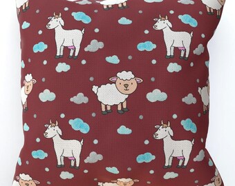 Red Goat Pillow Red Goat Fur Pillow Red Goat Hair Pillow Red Leather Hide Throw Pillow