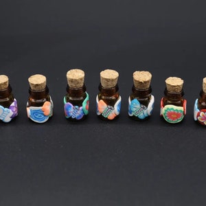 Mix Miniature bottles, Glass bottles with corks, craft bottle, Mini bottles, Small glass bottles, Tiny bottles 24х18 mm 1 ml