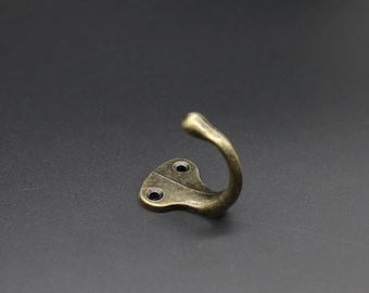 Set of 10, Minimalist wall hook, Vintage brass hooks, Metal decor, Hook for key, Swivel Hook, Wall hook, Towel hook hangers, 31x38 mm