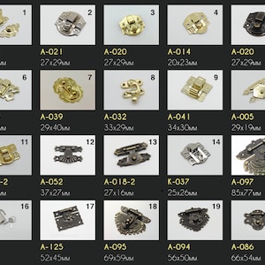 Meubelbeslag, metalen beslag voor dozen, sluiting sieradendoos, doossluiting, kleine doossluiting, antiek slot, kastsluiting, doosbeslag