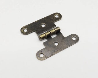 Decorative Hinge, Set of 10 Box Hinges, Jewelry Box Hinge, Mini Metal Hinge, Bronze Jewelry box hinges decorative, Shaped hinges 55х48mm.