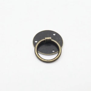 Set of 5 Ring Knobs, Antique handle, Handle for boxes, Furniture handl, Ring Drop Drawer Knobs, Knobs Kitchen Drawer, Pull handles 20x20 mm