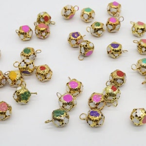 Christmas brass bells, Christmas decor, Metal small bells, Unique home decor, Antique mini bells, Hand bells, Bell rattle Color Mix, 12 mm