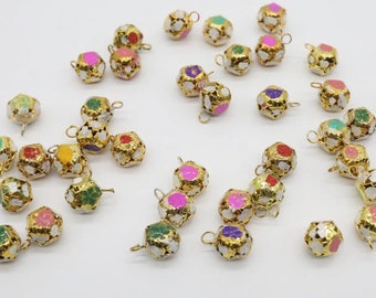 Christmas brass bells, Christmas decor, Metal small bells, Unique home decor, Antique mini bells, Hand bells, Bell rattle Color Mix, 12 mm