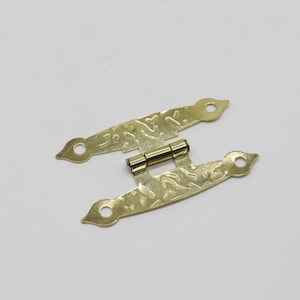 Gouden scharnier 65 x 33 mm, set van 5 decoratieve scharnieren voor kleine doos, hardware sieradendoos, decoratief vlinderscharnier, klein scharnier, minidoosscharnier