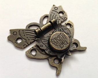 Antique Butterfly Latch Hasp, Vintage lock, Latch for boxes, Furniture Buckle, Fastener, Decorative Latch for Box, Gift box latches, 52х45mm