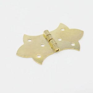 Set of 5 Gold decorative hinges for jewellery boxes, old fashion small hinge for making wooden box, victorian box hinge or handmade 58х32mm