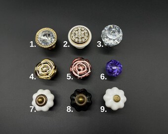 Ceramic round knobs Set of 5, Decoupage decor, Unique knobs, Art deco knobs and pulls, Modern drawer knobs
