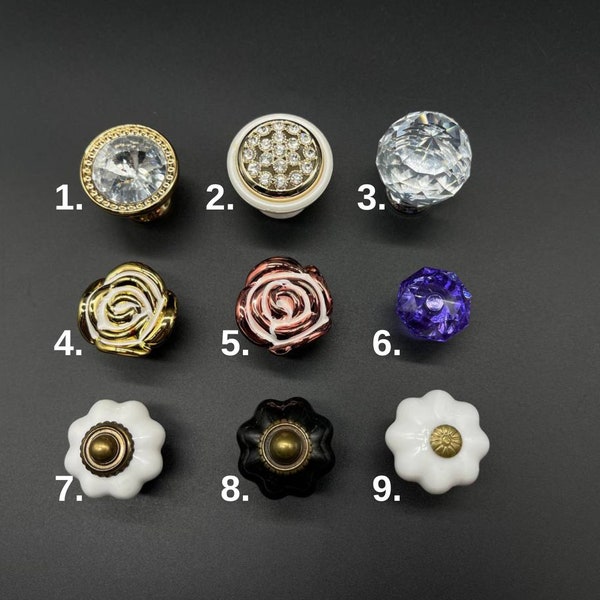 Ceramic round knobs, Decoupage decor, Unique knobs, Art deco knobs and pulls, brass knobs,  Cabinet vintage knob set, Modern drawer knobs