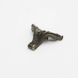 Set of 4 Bronze metal box legs for handcrafted box, decoration feet as corner guard for box, small metal box feet for handmade, 54х30mm