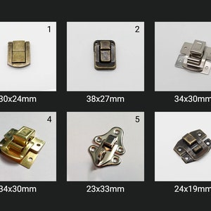 Gold Brass Suitcase Box Hinge for Wooden Boxes, miniature furniture Buckle Clasp Lock, Decorative Hasp Catch for jewelry box, set of latches