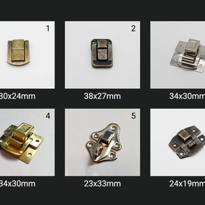 Bisagra de latón dorado para caja de maleta, cierre de hebilla para muebles en miniatura, cierre decorativo para joyero, juego de pestillos.