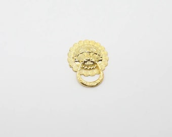 Gold Metal Ring Pulls for Furniture, Set of 10 Antique Cabinet Handles, Rustic Drawer Pull Hardware 36x30 mm