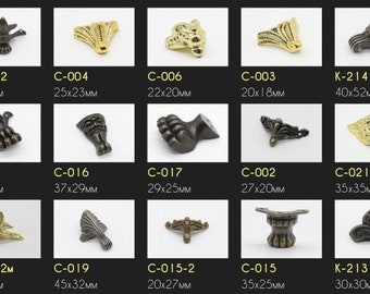 Bronze and gold box Feet as corner protector / Miniature metal legs for jewelry boxes / Decorative box feet for Box Making