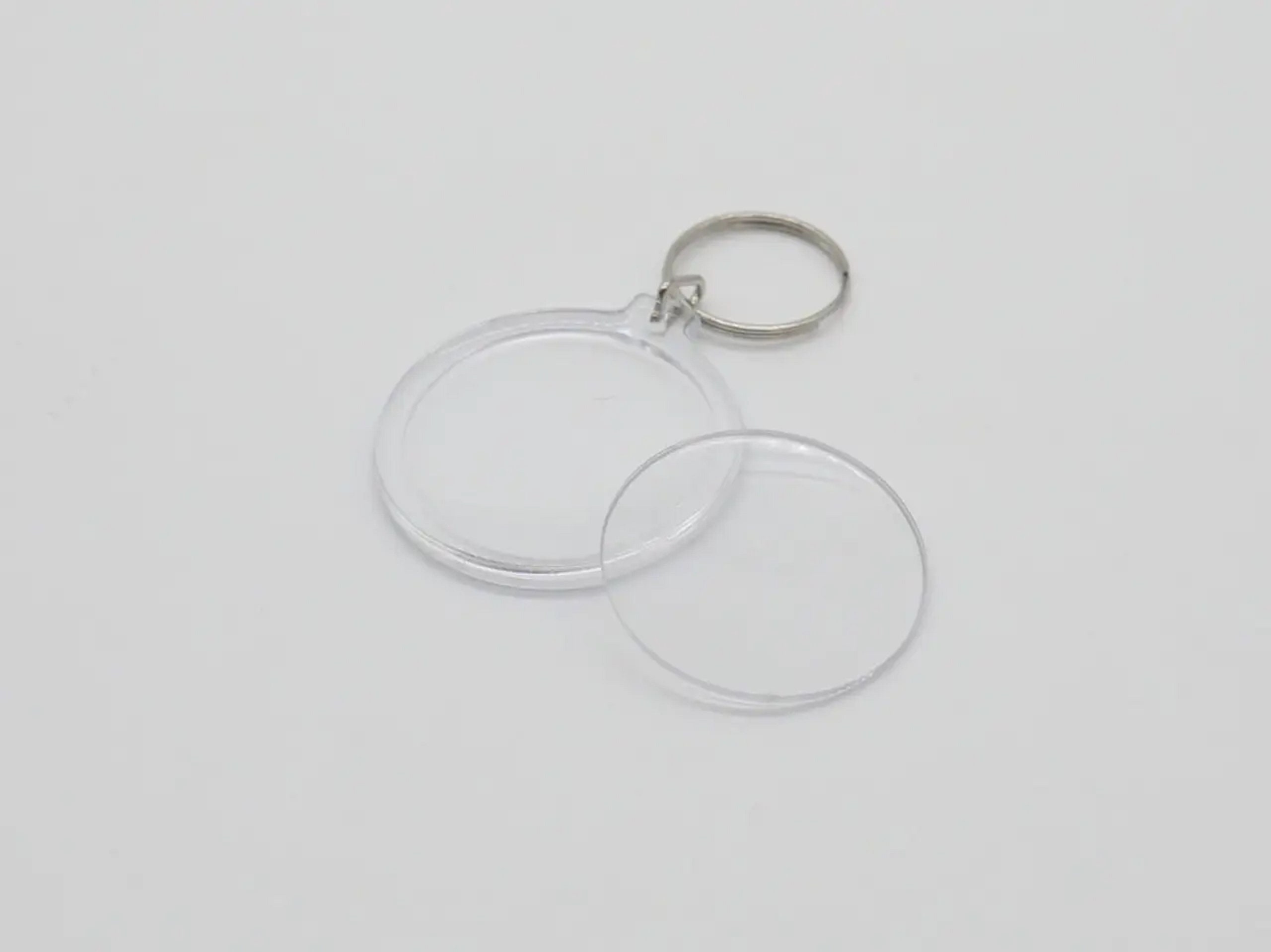 Clear Round Acrylic Blanks Keychain Set, 5/10 Keyring Chains/faux